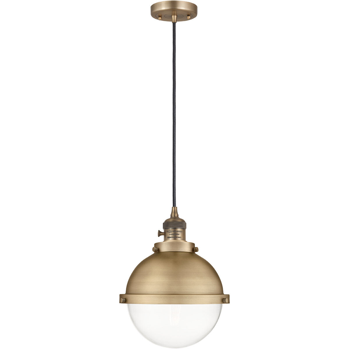 Franklin Restoration Hampden LED 9 inch Brushed Brass Mini Pendant Ceiling Light in Clear Glass