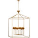 Julie Neill Alberto LED 38 inch Antique Gold Leaf Open Cage Lantern Ceiling Light, Grande