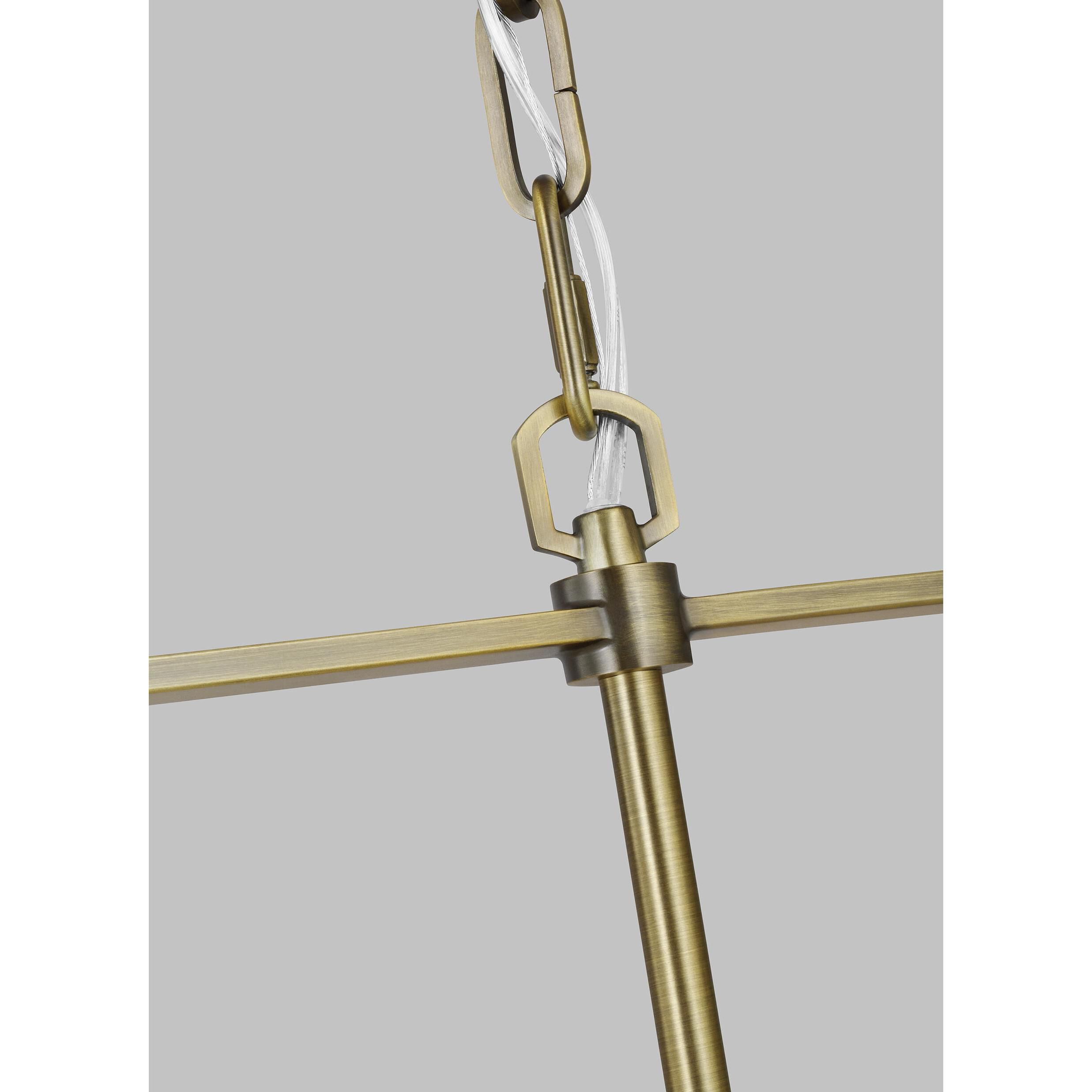 Hadley 5 Light 49 inch Time Worn Brass Linear Chandelier Ceiling Light