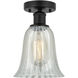 Edison Hanover 1 Light 6.25 inch Matte Black Semi-Flush Mount Ceiling Light in Mouchette Glass