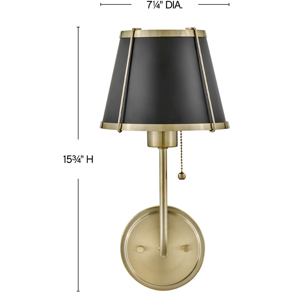 Clarke 1 Light 7.25 inch Warm Brass Sconce Wall Light in Warm Brass with Black