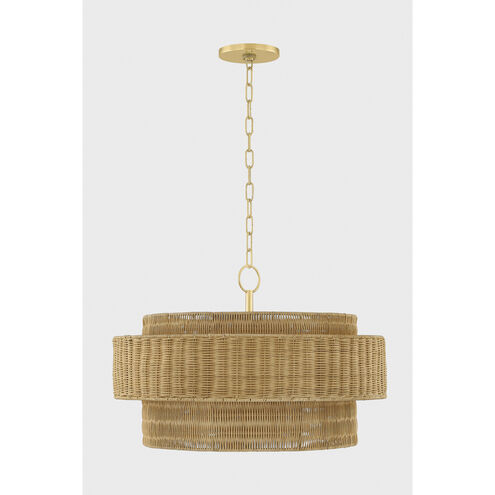 Danica 4 Light 24 inch Aged Brass Pendant Ceiling Light