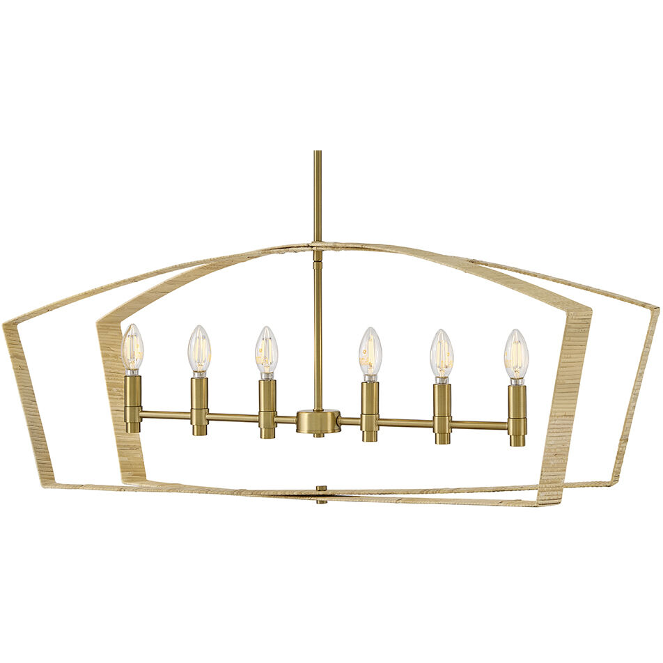 Sammi 6 Light 40 inch Lacquered Brass Chandelier Ceiling Light