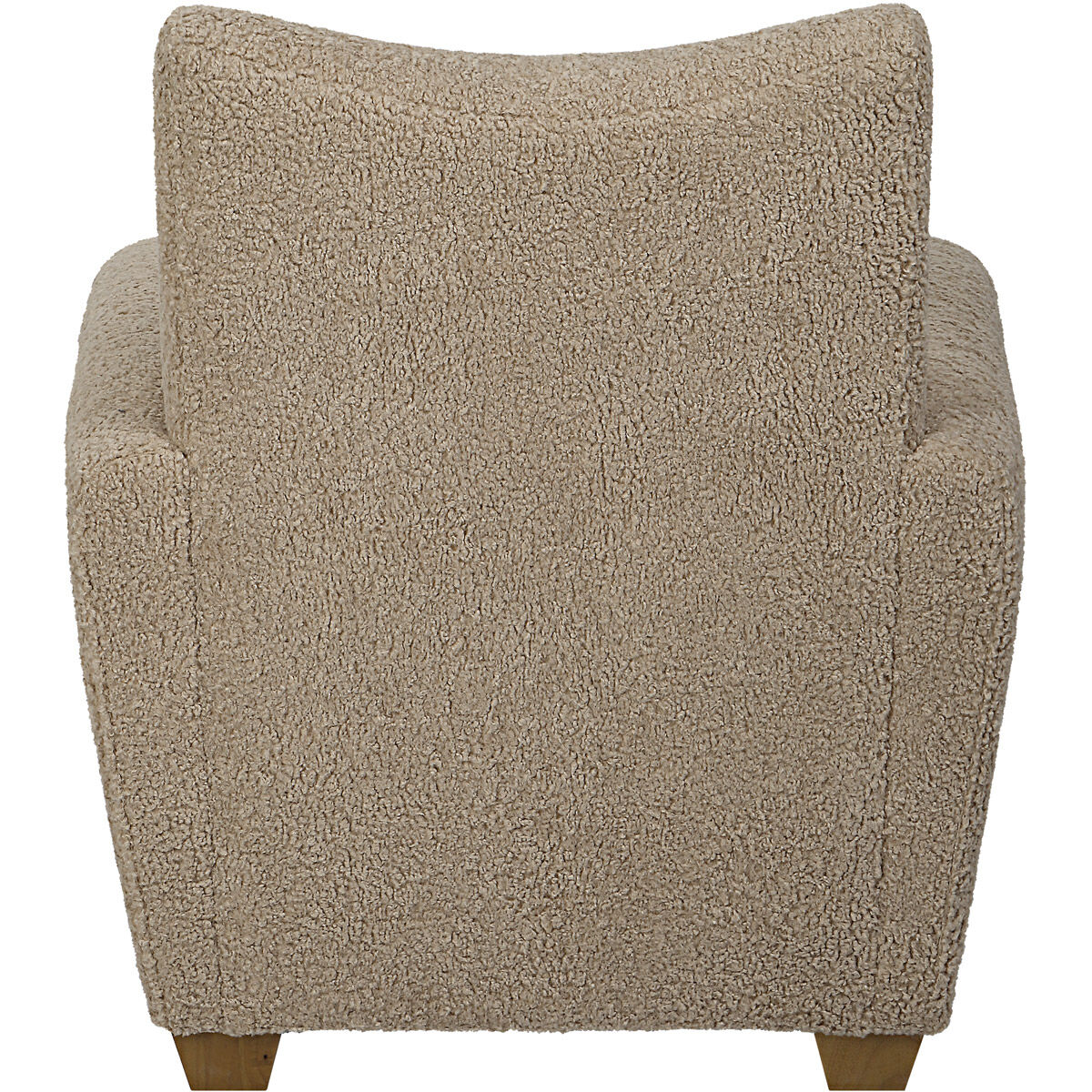 Teddy Latte Toned Faux Shearling and Walnut Stained Wood Accent Chair