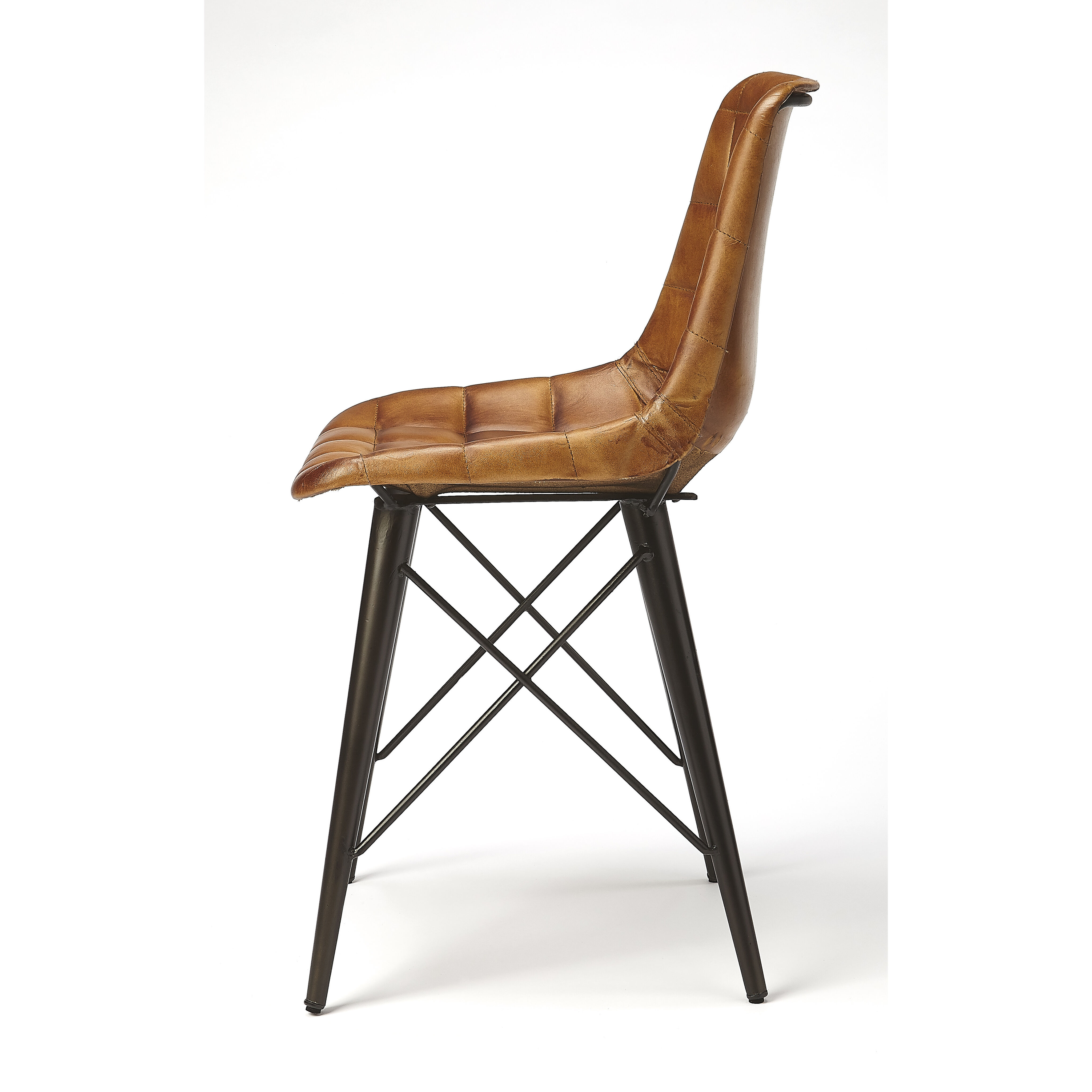 Industrial Chic Patty  Brown Leather Accent Chair