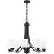 Bolden 8 Light 28.5 inch Flat Black Chandelier Ceiling Light in White Frosted Glass, Neighborhood Collection