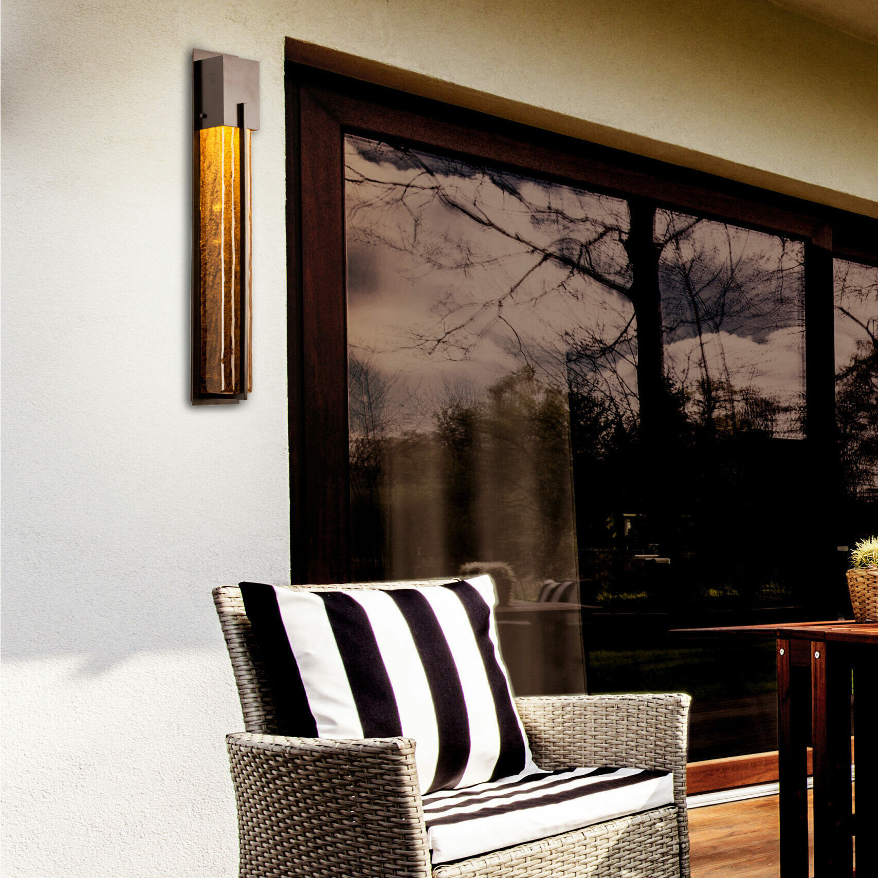 Outdoor Square Motif 1 Light 29 inch Statuary Bronze Outdoor Sconce in GU10 Halogen, Frosted Granite, XL Square