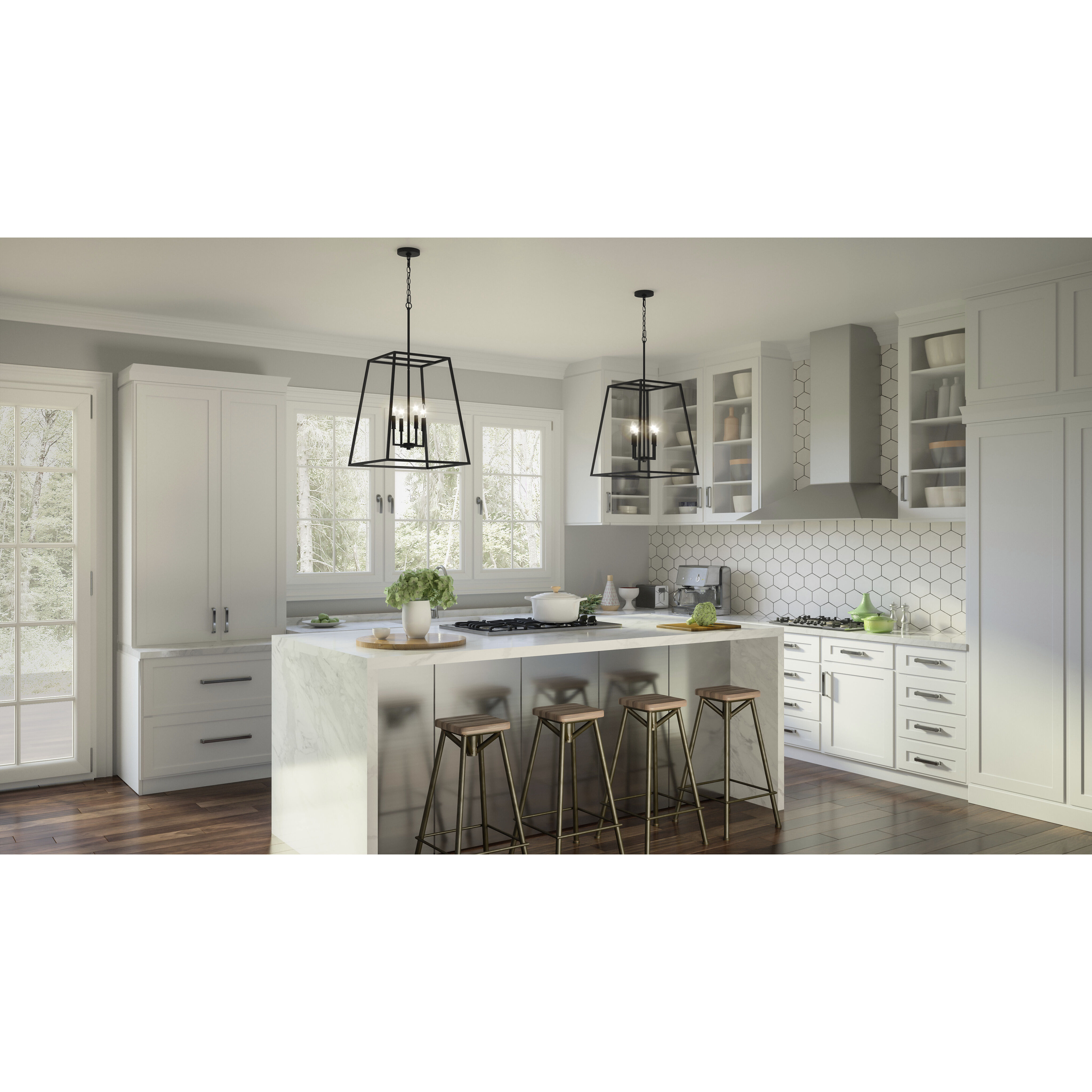 Prescott 4 Light 18 inch Matte Black Pendant Ceiling Light