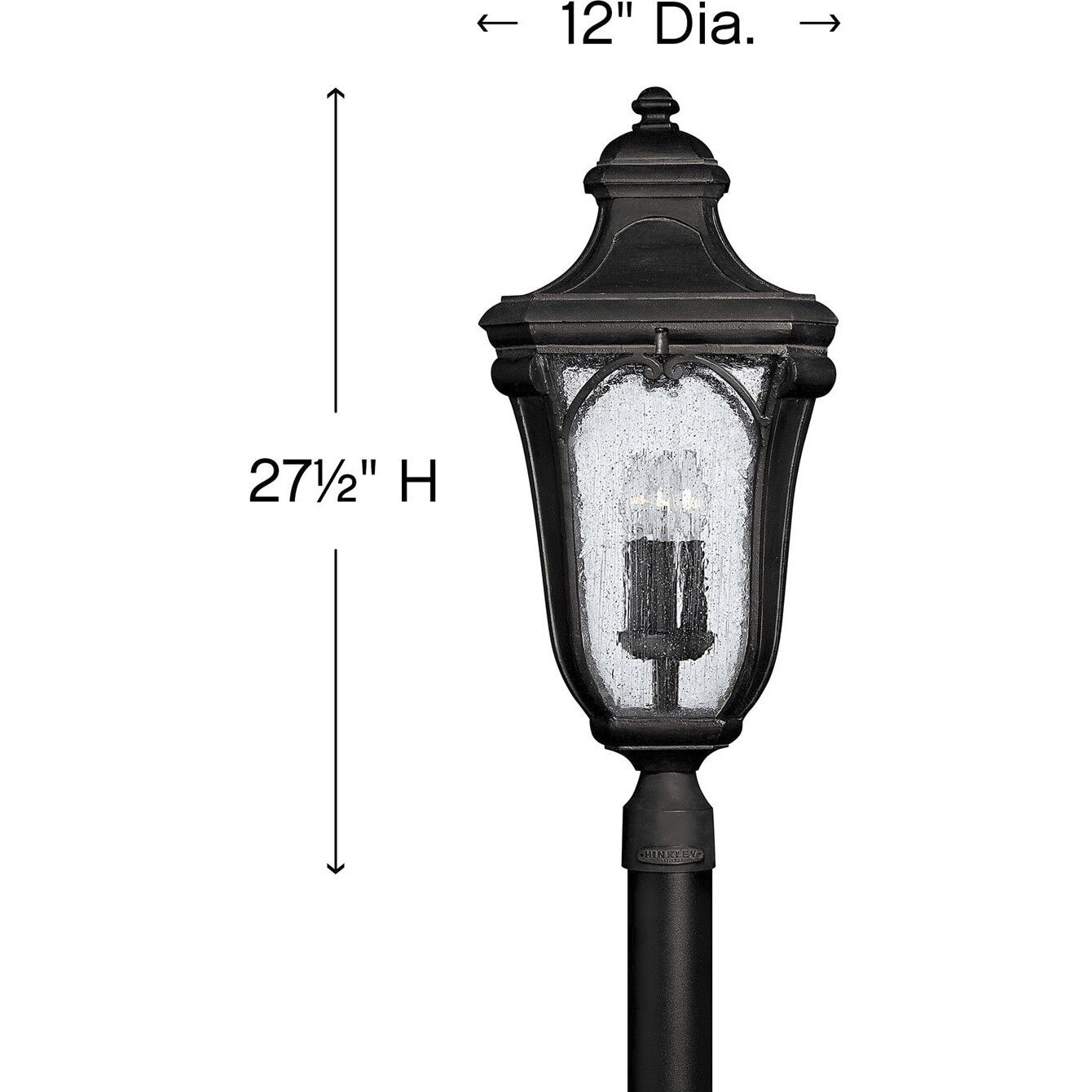 Trafalgar 3 Light 27.5 inch Museum Black Outdoor Post Mount Lantern