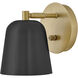 Jojo 1 Light 5.5 inch Lacquered Brass and Black Plug-In Sconce Wall Light in Lacquered Brass with Black