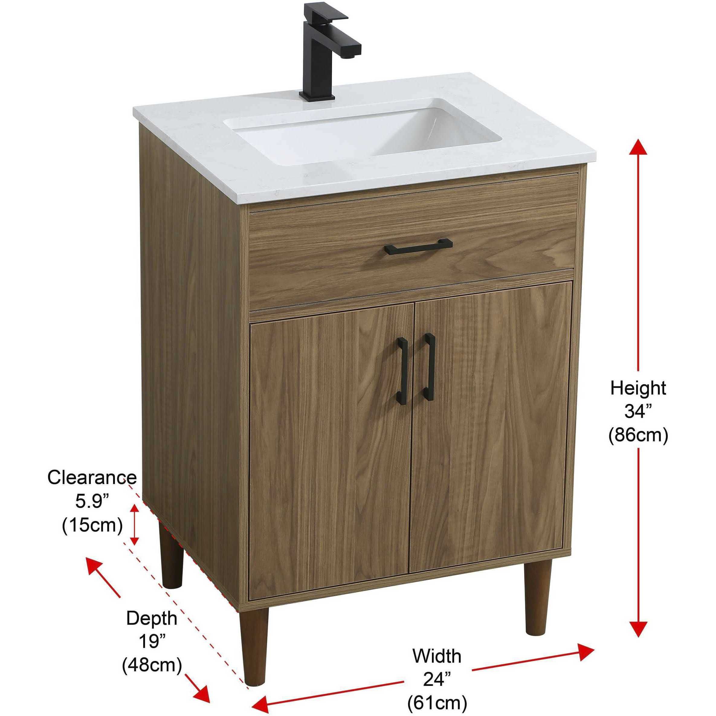 Chandler 24 X 34 inch Walnut Brown Bathroom Vanity Cabinet