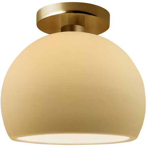 Radiance 1 Light 7 inch Muted Yellow and Brushed Brass Semi Flush Ceiling Light