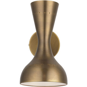 Pisa 2 Light 6 inch Antique Brass Hood Interior is White Wall Sconce Wall Light