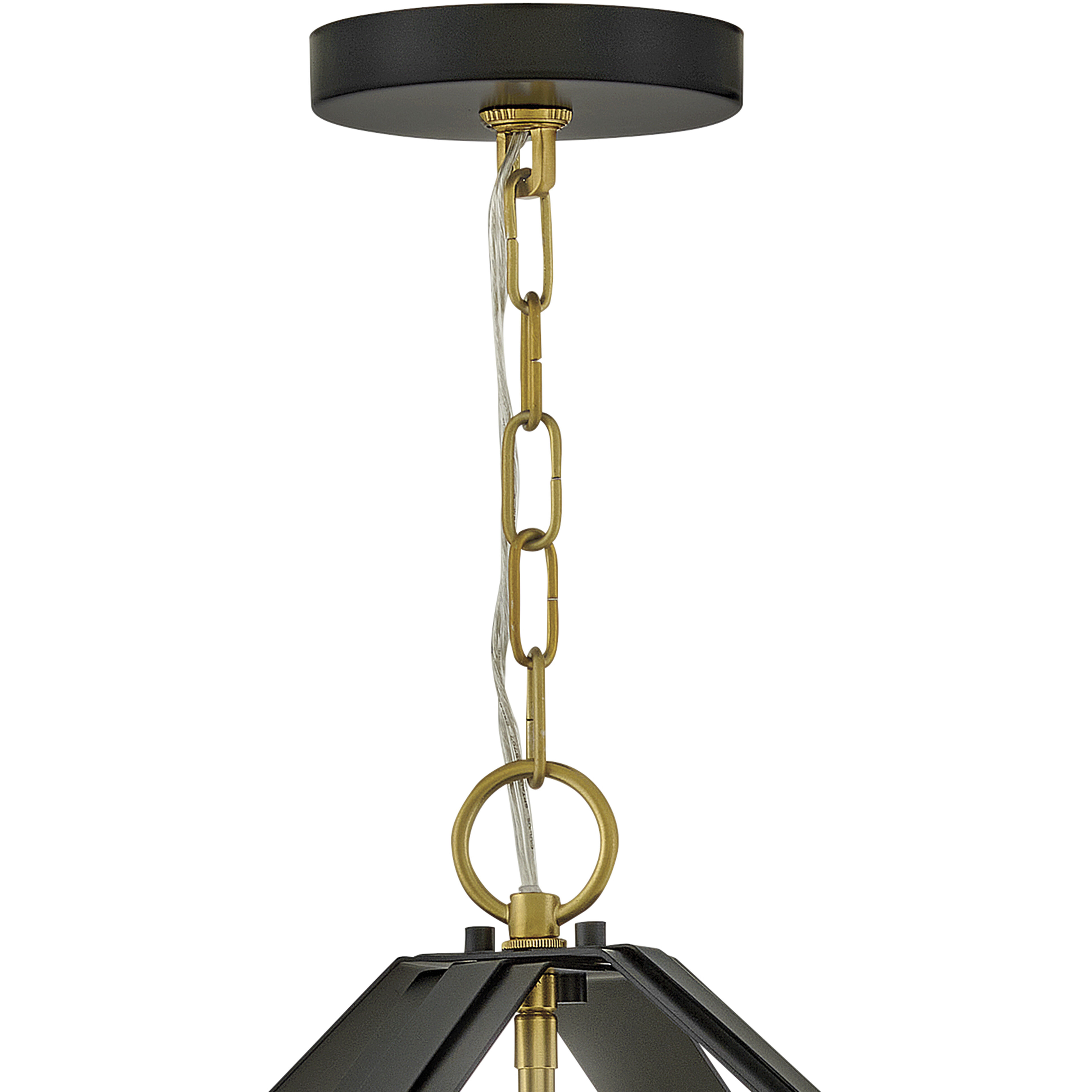 Sammi 4 Light 17 inch Black with Lacquered Brass Pendant Ceiling Light