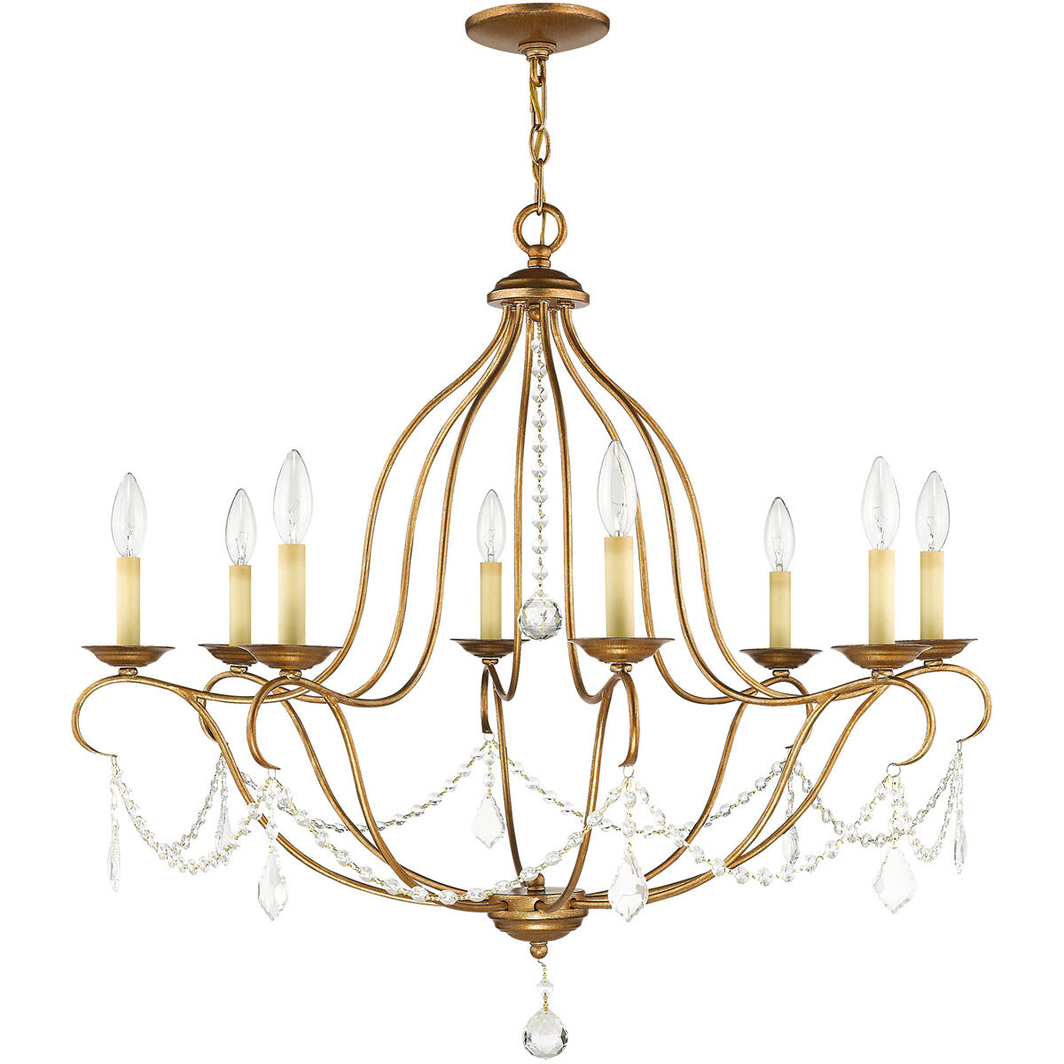 Chesterfield 8 Light 32 inch Antique Gold Leaf Chandelier Ceiling Light