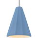 Radiance Collection - Fluted Pendant Ceiling Light in Polished Chrome, Dedicated LED, Rigid Stem, Sky Blue, 9W x 13H, Form+Finish+Function