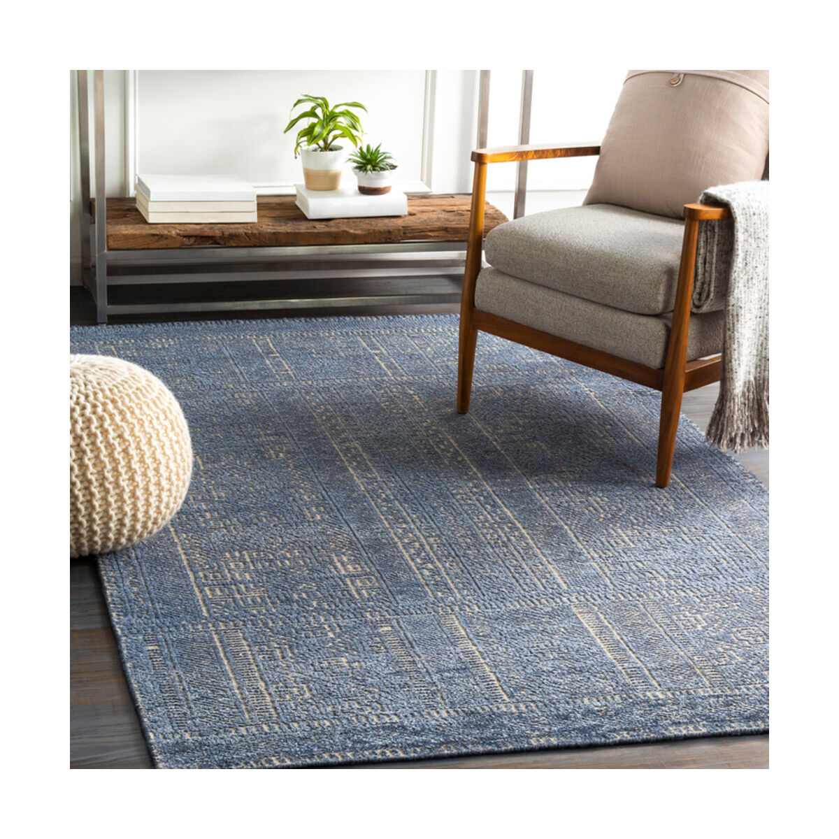 Sylvia 120 X 96 inch Dark Blue Rug, Rectangle