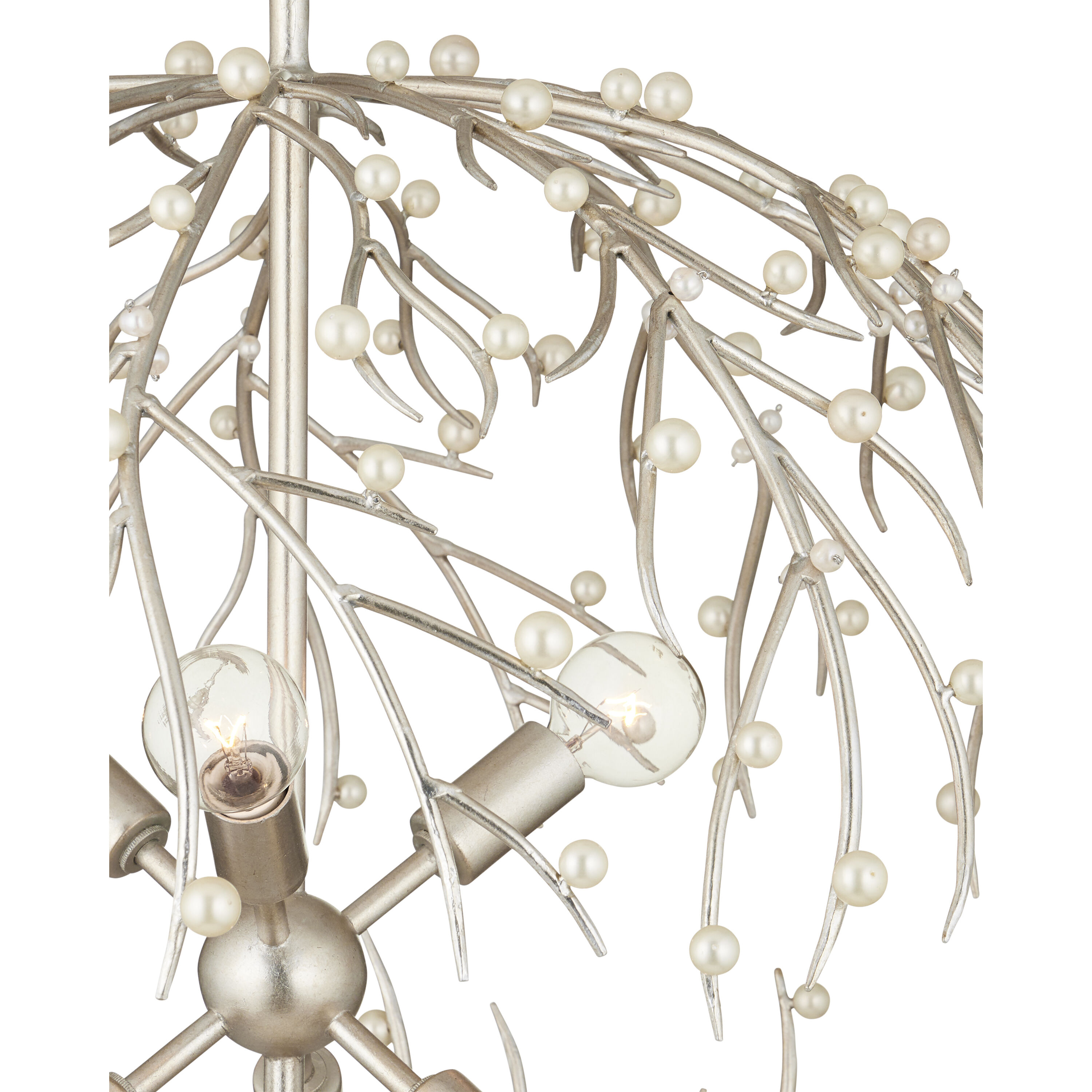 Shinju 6 Light 25.5 inch Natural/Contemporary Silver Leaf Orb Chandelier Ceiling Light