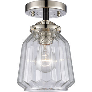 Nouveau Chatham 1 Light 6 inch Black Polished Nickel Semi-Flush Mount Ceiling Light in Clear Glass, Nouveau