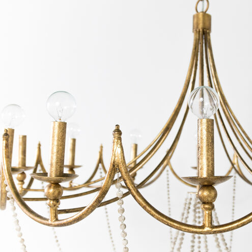 Sandra 12 Light 43.5 inch Antique Gold / Antique White Chandelier Ceiling Light