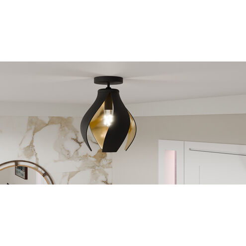 Kiko 1 Light 11 inch Matte Black Semi-Flush Mount Ceiling Light, Large