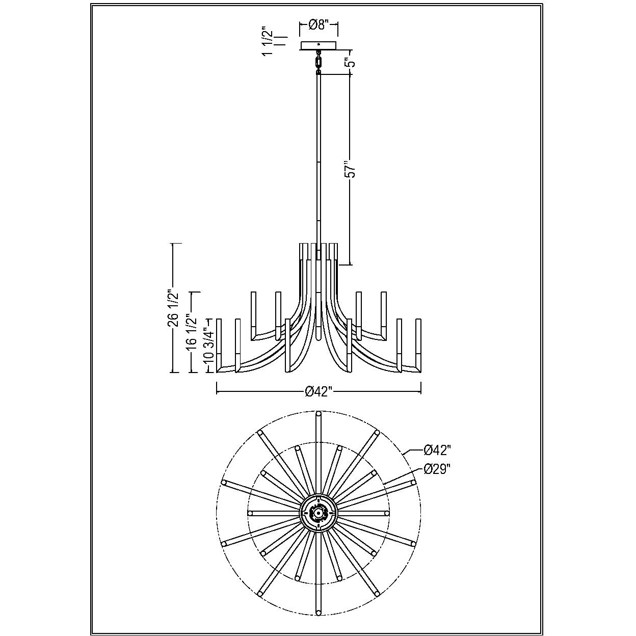Olette 20 Light 42 inch Black Chandelier Ceiling Light