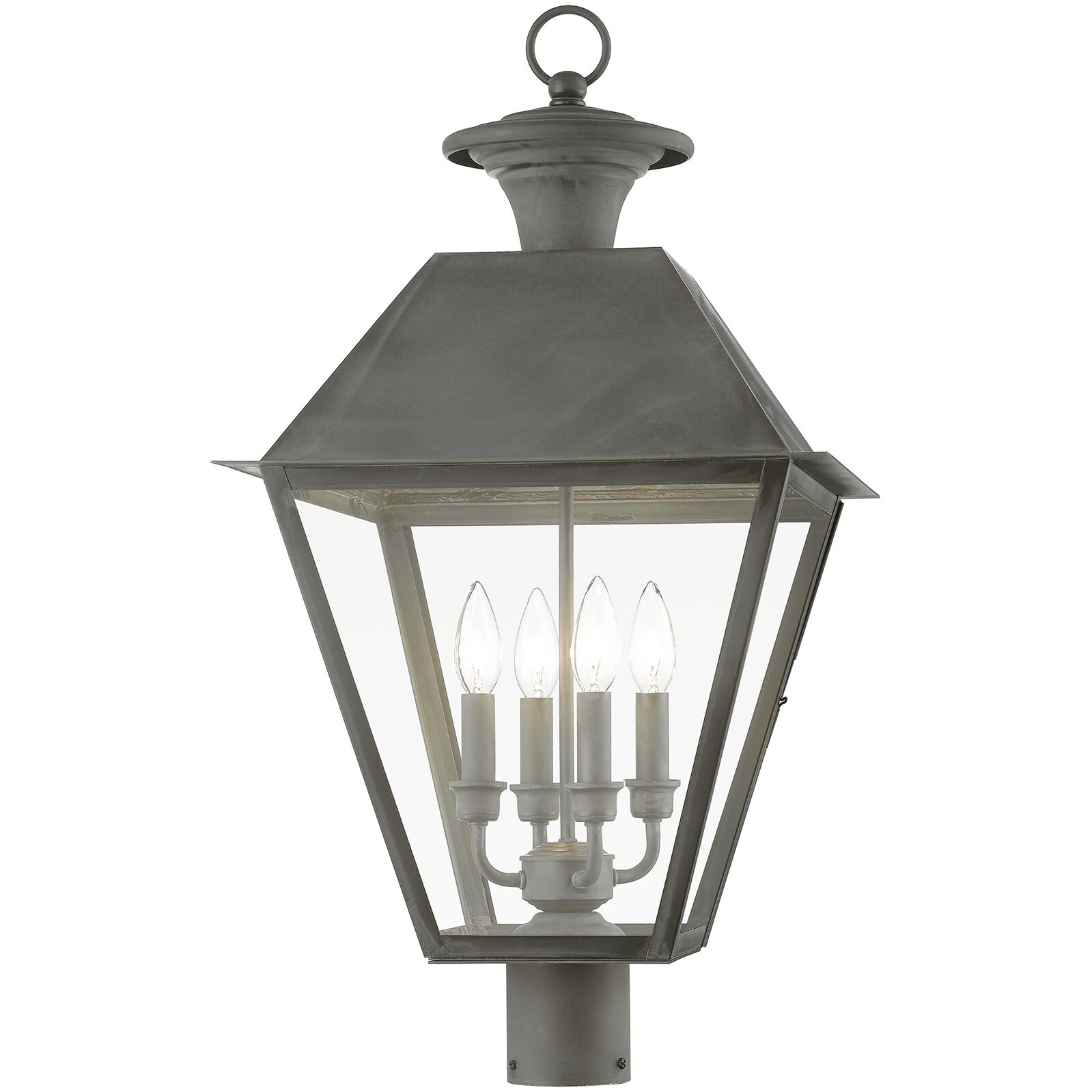 Wentworth 4 Light 28 inch Charcoal Outdoor Extra Post Top Lantern, Extra Large