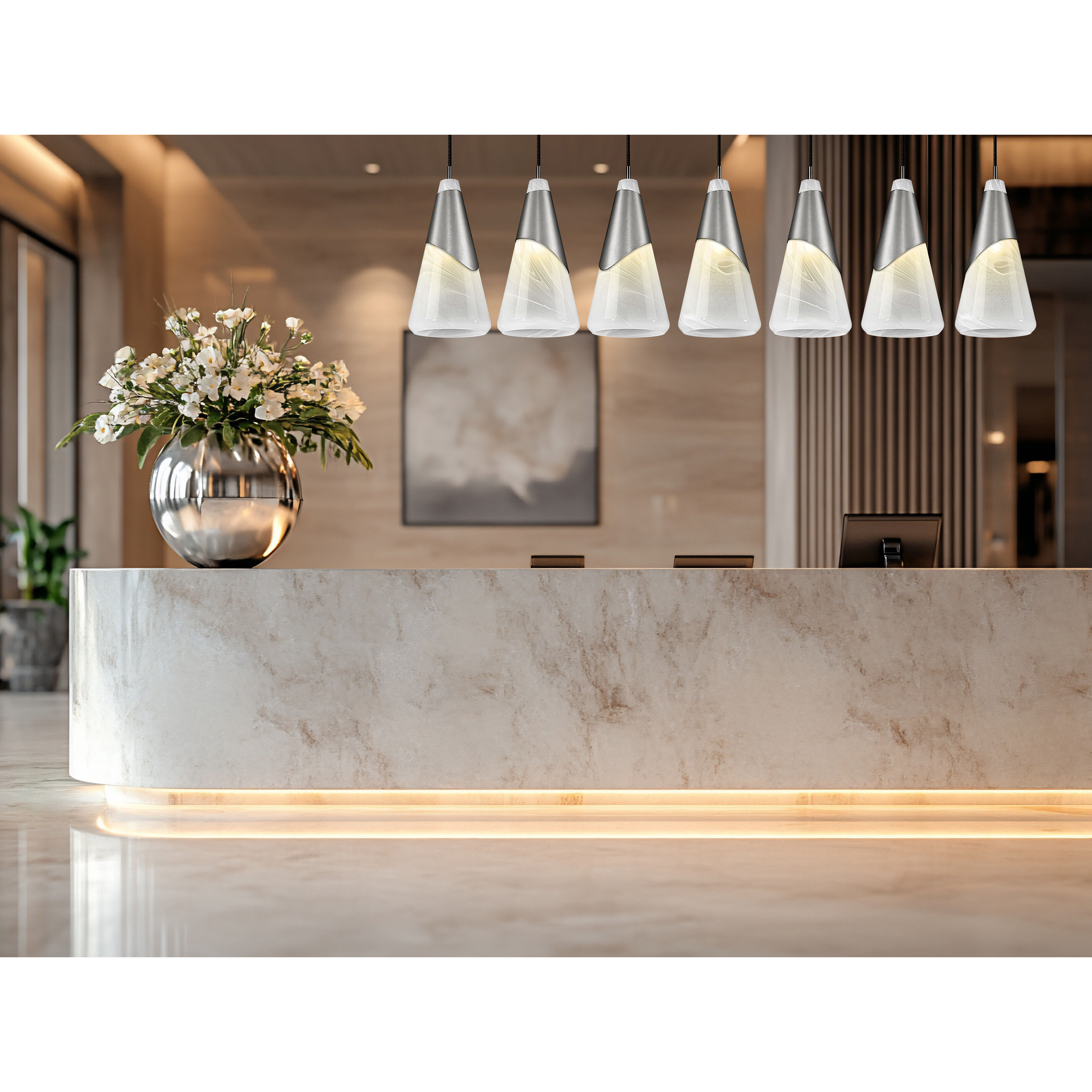 Aimie Linear Chandelier Ceiling Light in Brushed Nickel