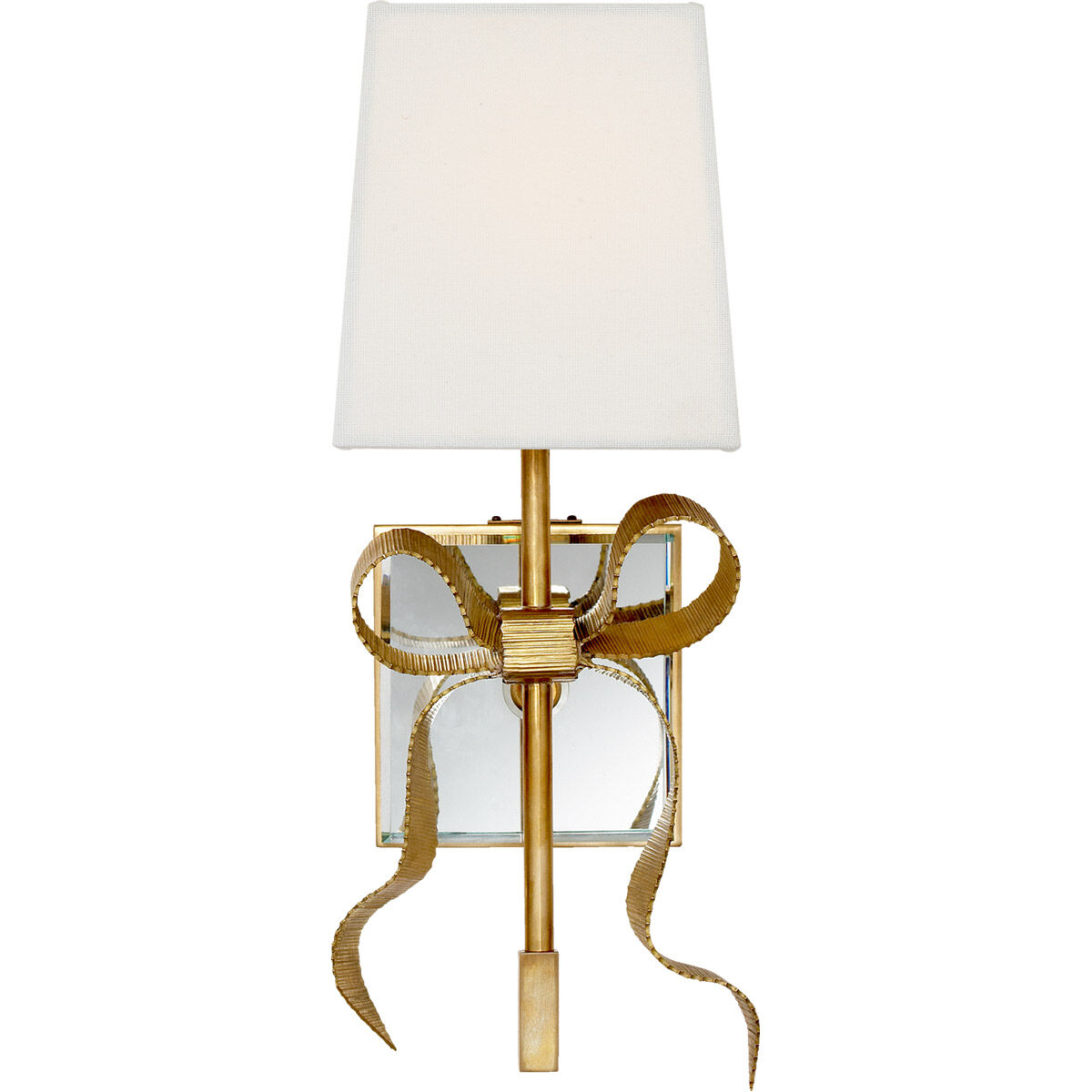 Visual Comfort Signature Collection | Visual Comfort KS2008PN-L kate spade  new york Ellery 1 Light 5 inch Polished Nickel Gros-Grain Bow Sconce Wall  Light in Cream Linen
