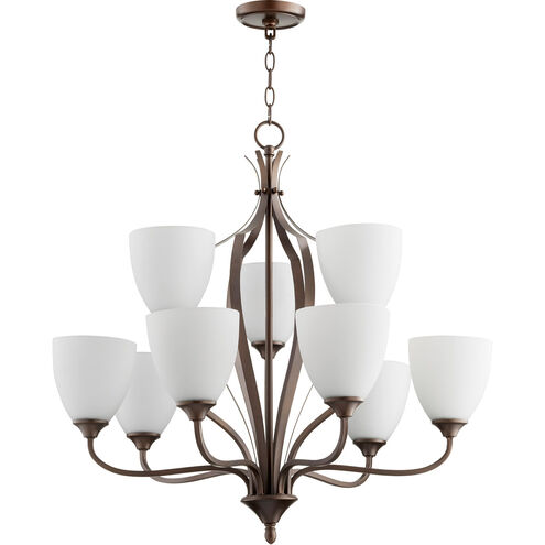 Jardin 9 Light 30 inch Oiled Bronze Chandelier Ceiling Light in Satin Opal