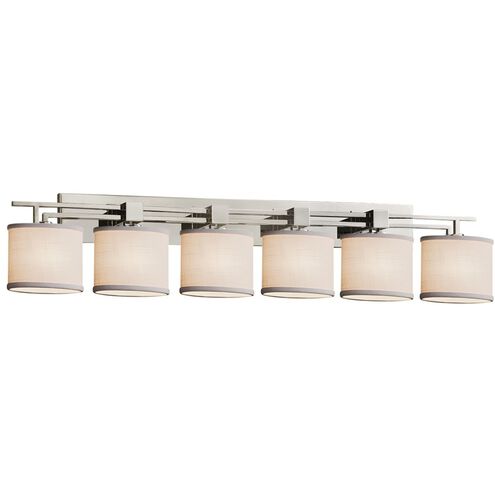 Textile 6 Light 56 inch Brushed Nickel Bath Bar Wall Light in White, Oval, Incandescent, Oval