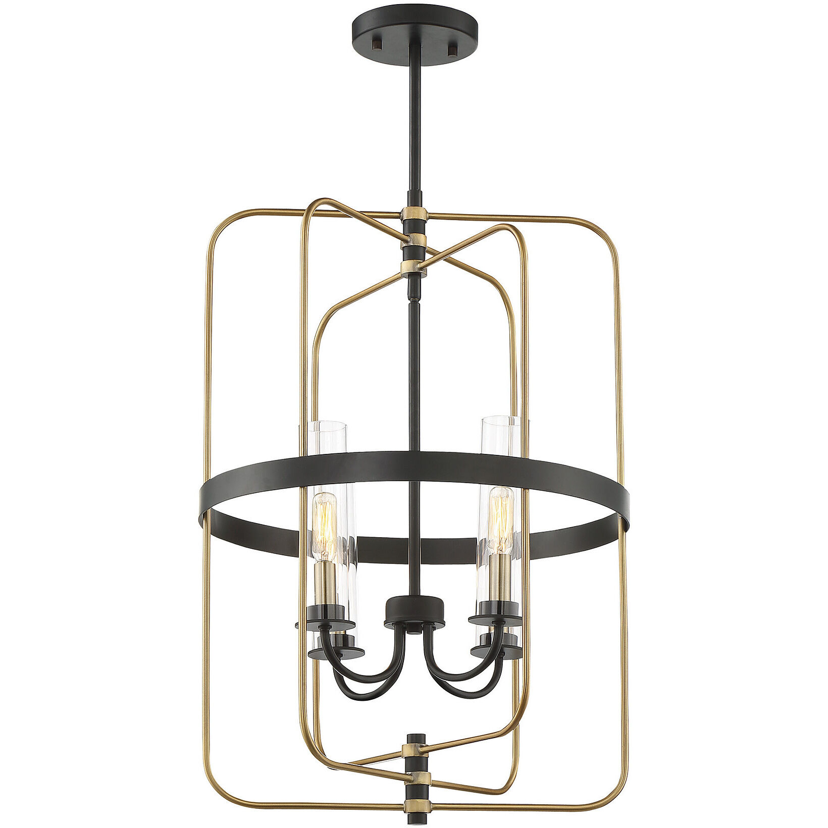Kearney 4 Light 17 inch Vintage Black with Warm Brass Pendant Ceiling Light