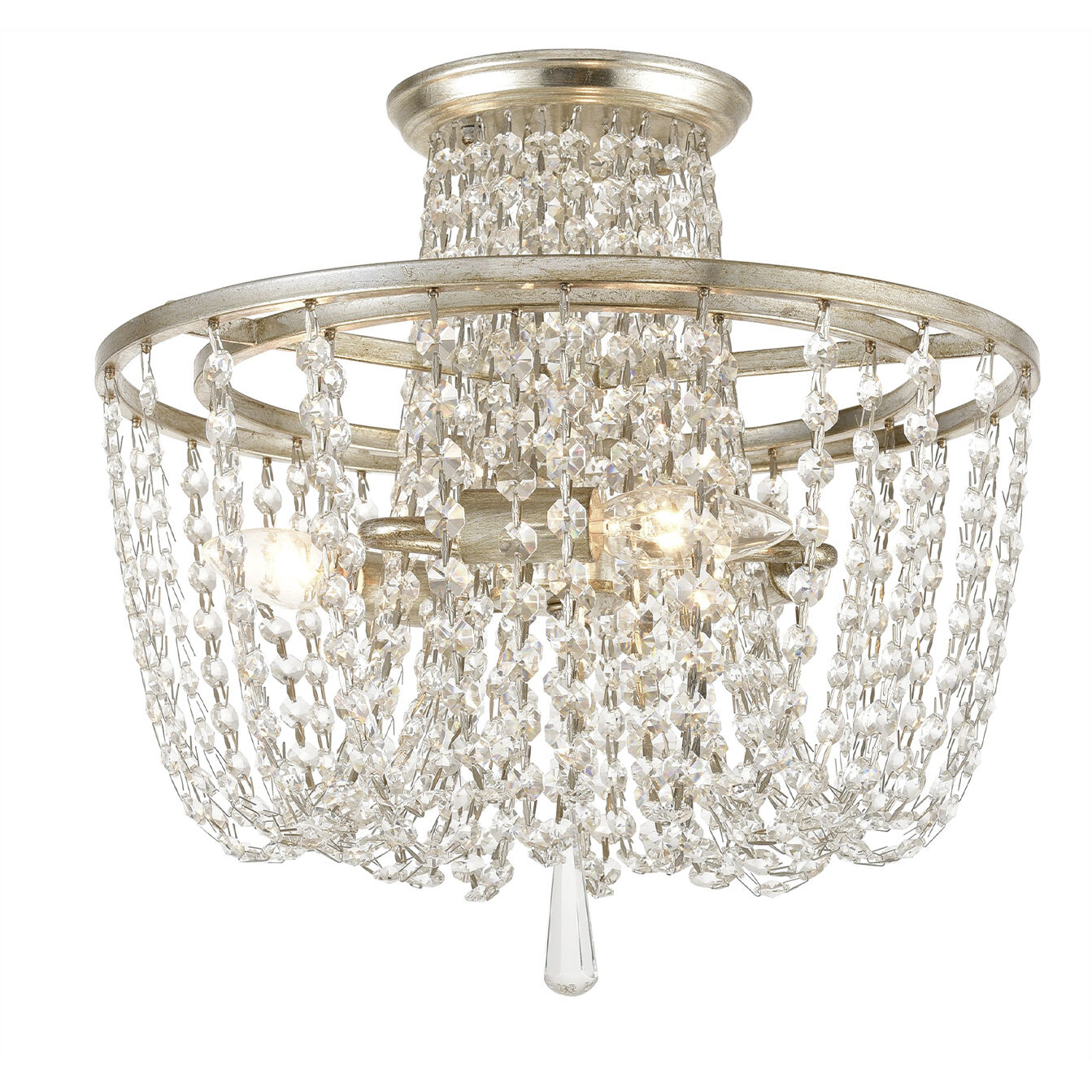 Arcadia 3 Light 15 inch Antique Silver Semi Flush Ceiling Light