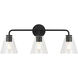 Senda 3 Light 26 inch Midnight Black Bath Vanity Wall Light in Clear Glass