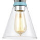 Modley 1 Light 6 inch Polished Chrome with Blue and Clear Mini Pendant Ceiling Light