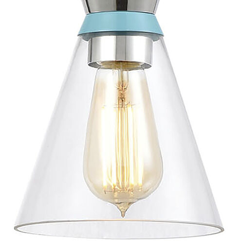 Modley 1 Light 6 inch Polished Chrome with Blue and Clear Mini Pendant Ceiling Light