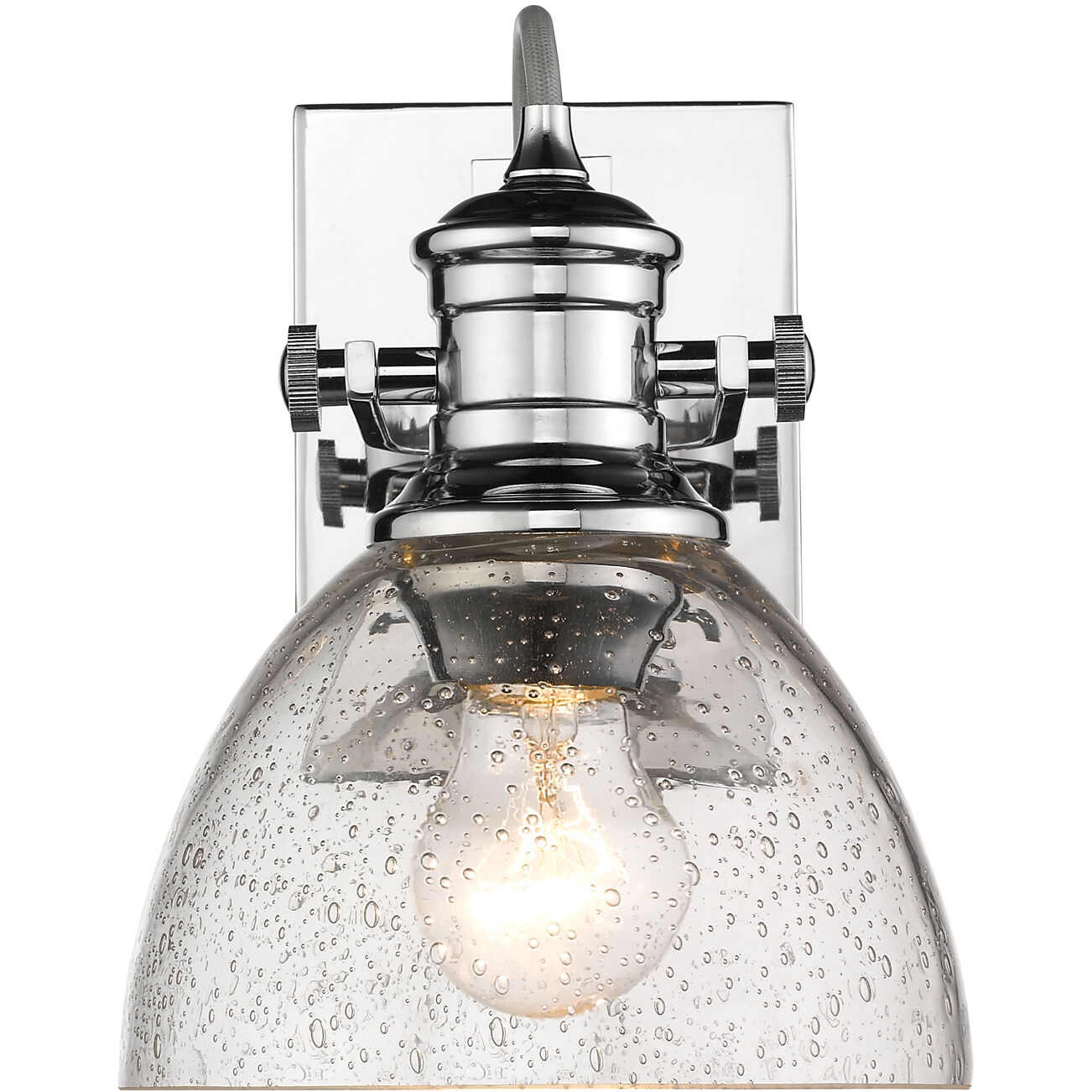 Yep Hines Vanity Wall Light in Chrome, Seeded Glass