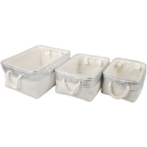 Alcott 16 X 7 inch Basket in Silver / White, Set of 3