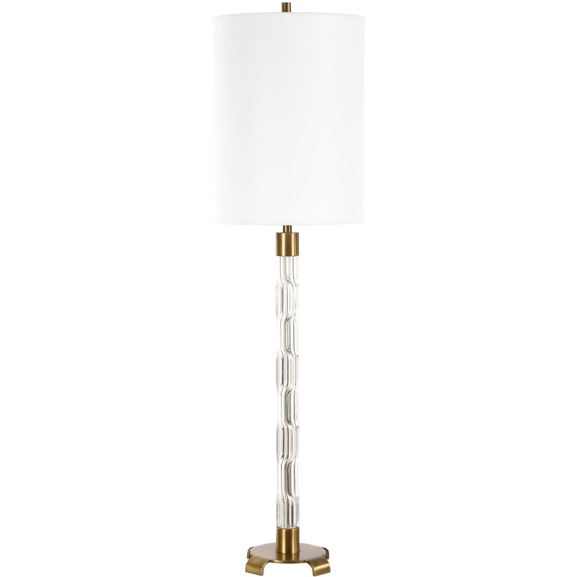 York 36.75 inch 150.00 watt Crystal and Antique Brass Buffet Lamp Portable Light
