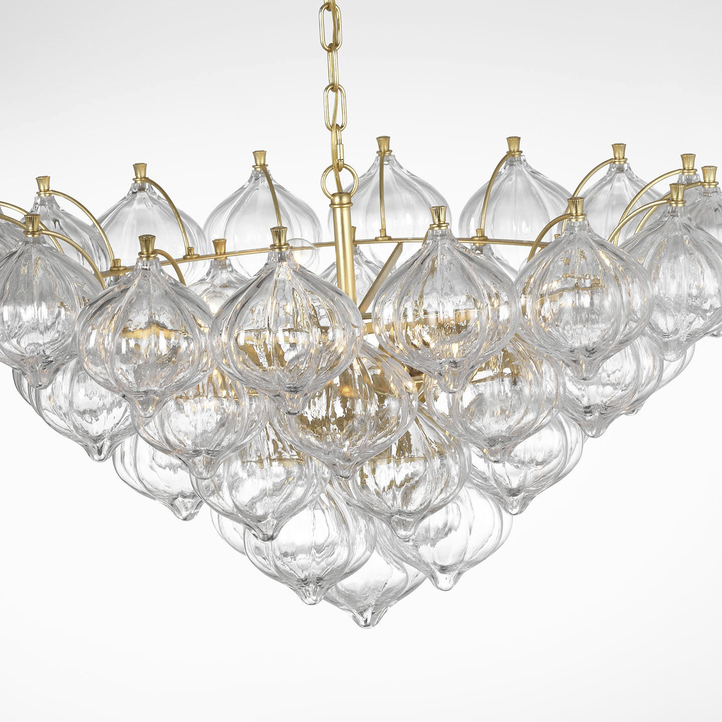 Julie Neill Caselli LED 35.5 inch Gild Basket Chandelier Ceiling Light in Clear Glass