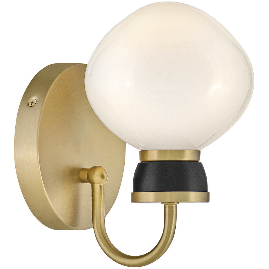 Lucy 1 Light 7.75 inch Lacquered Brass with Black Bath Light Wall Light