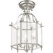 Livingston 3 Light 10 inch Brushed Nickel Convertible Mini Pendant/Ceiling Mount Ceiling Light