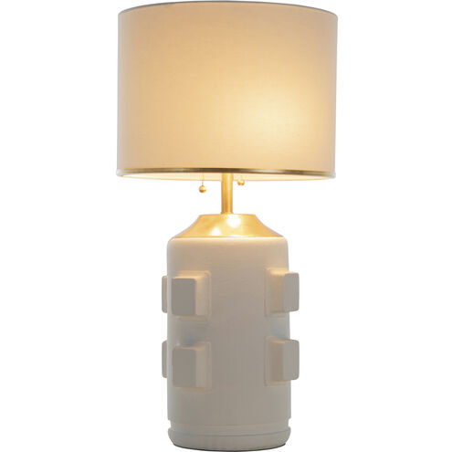 Bridget 35 inch Plaster White / Vintage Gold / Feather White Linen Table Lamp Portable Light