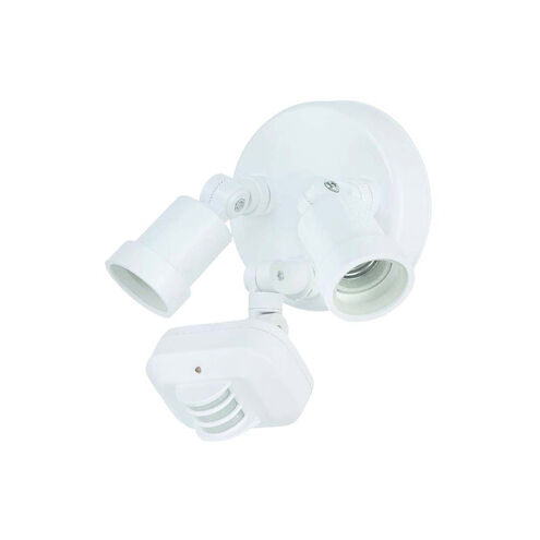 Motion-Activated 2 Light 7 inch Gloss White Exterior Floodlight