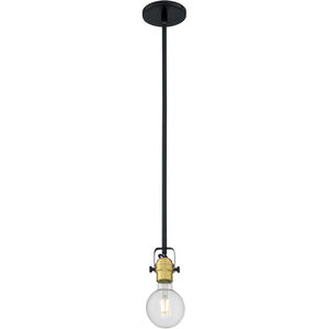 Mantra 1 Light 4.75 inch Black and Brushed Brass Pendant Ceiling Light