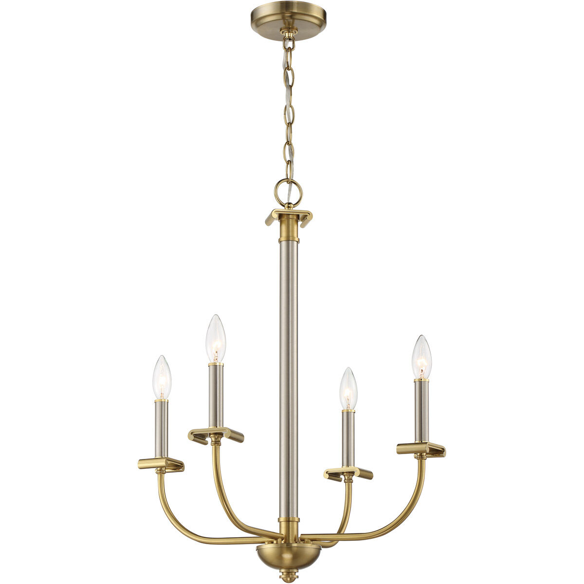 Stanza 4 Light 20.15 inch Brushed Polished Nickel / Satin Brass Chandelier Ceiling Light