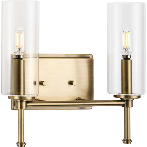 Elara 2 Light 13 inch Vintage Brass Bath Vanity Wall Light