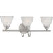 Tia 3 Light 22.5 inch Matte Nickel Vanity Light Wall Light
