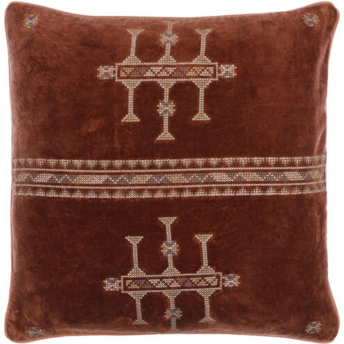 Velour 18 X 18 inch Chocolate/Bronze/Mocha/Brick/Ash Accent Pillow