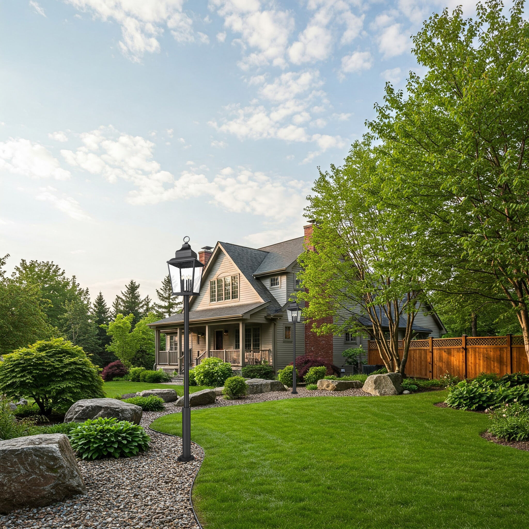 Raphael 5 Light 135.25 inch Sand Black Outdoor Post Mounted Fixture in Soft Sand Black